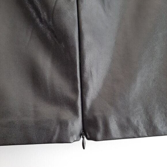 EDIT Back Zipper Slit Vegan Faux Leather Pencil Mini Skirt Black Sz 8 - Picture 8 of 13